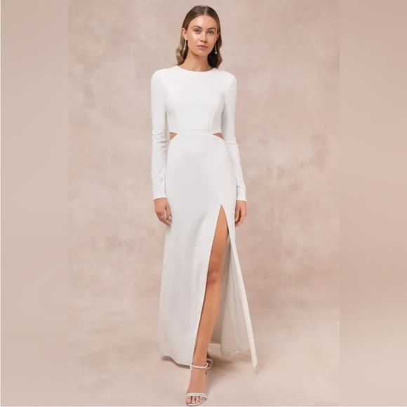 Lulus Going for the Wow White Long Sleeve Cutout Maxi Dress Size XL New with tag - Picture 5 of 12